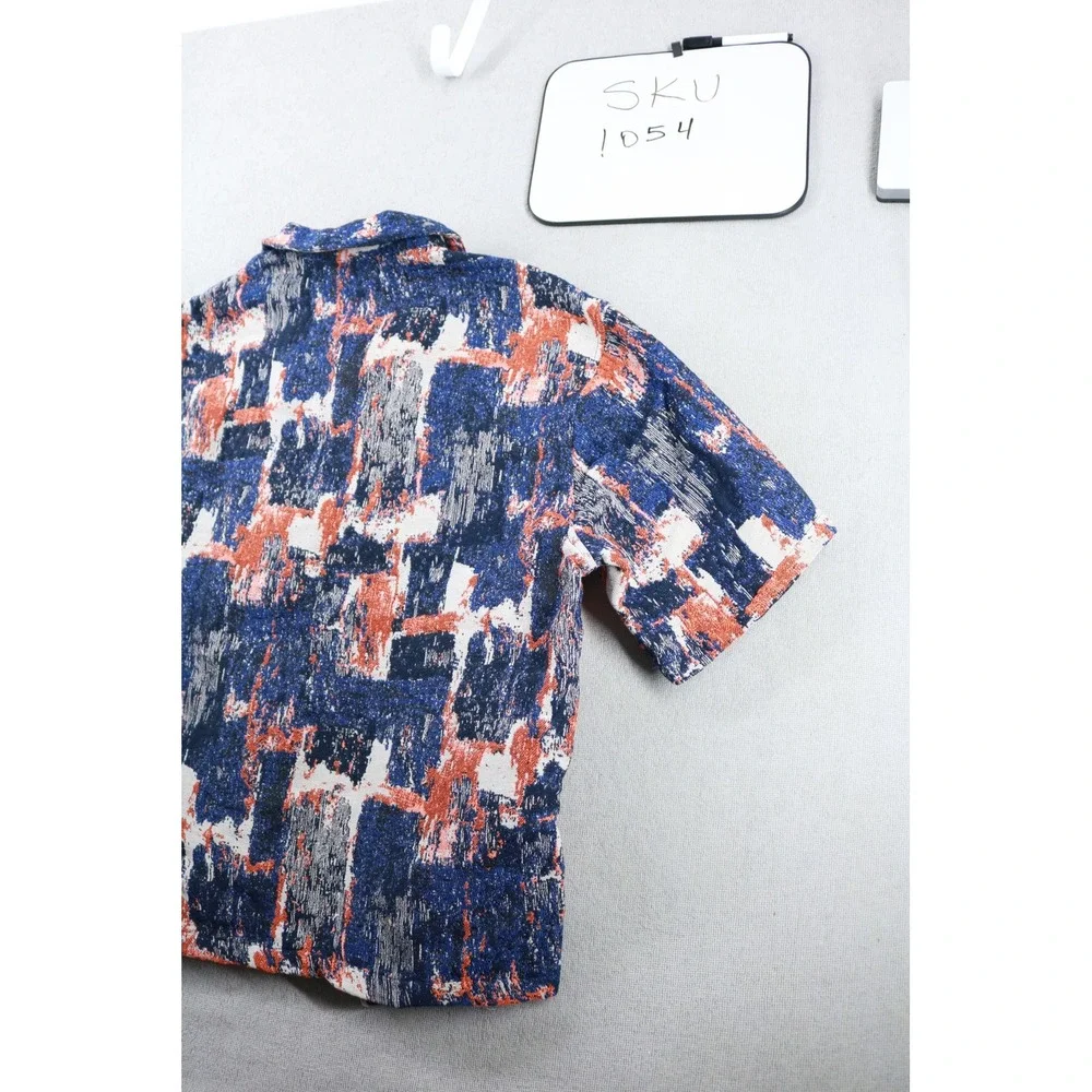 Fashion Nova Men Shirt Mens XL Blue Hayward Tapestry Short Sleeve Abstract New